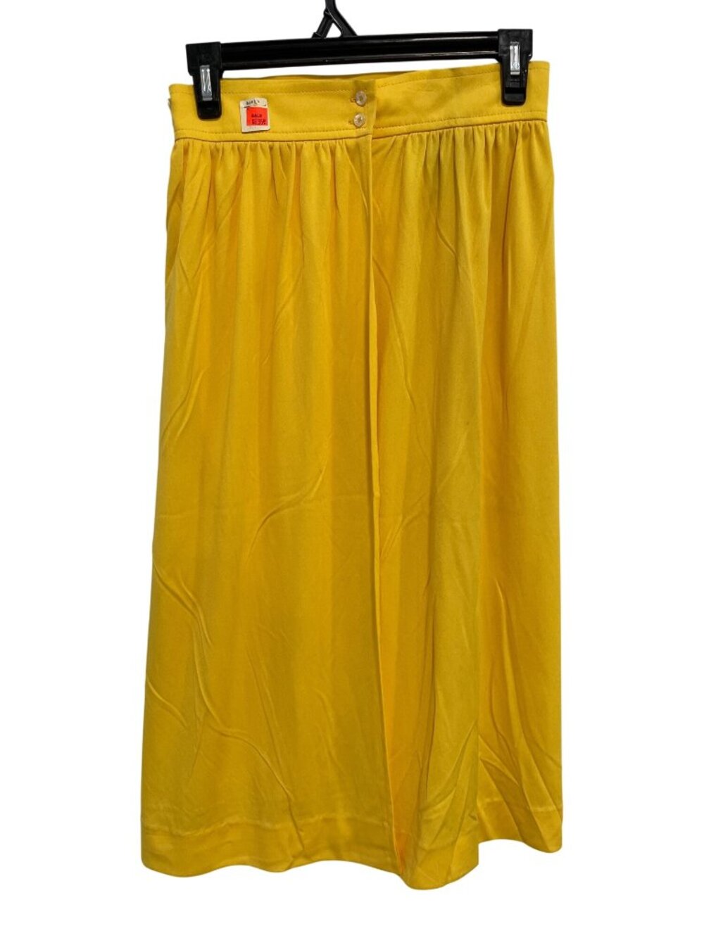 Vintage Glen Echo Midi Skirt Size 12 Double Button Yellow Poly Deadstock NEW